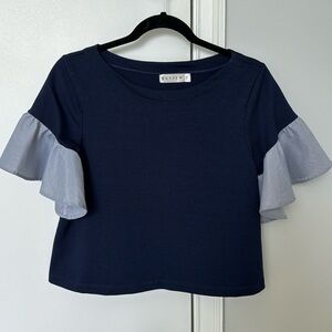 Navy short sleeve t shirt blouse